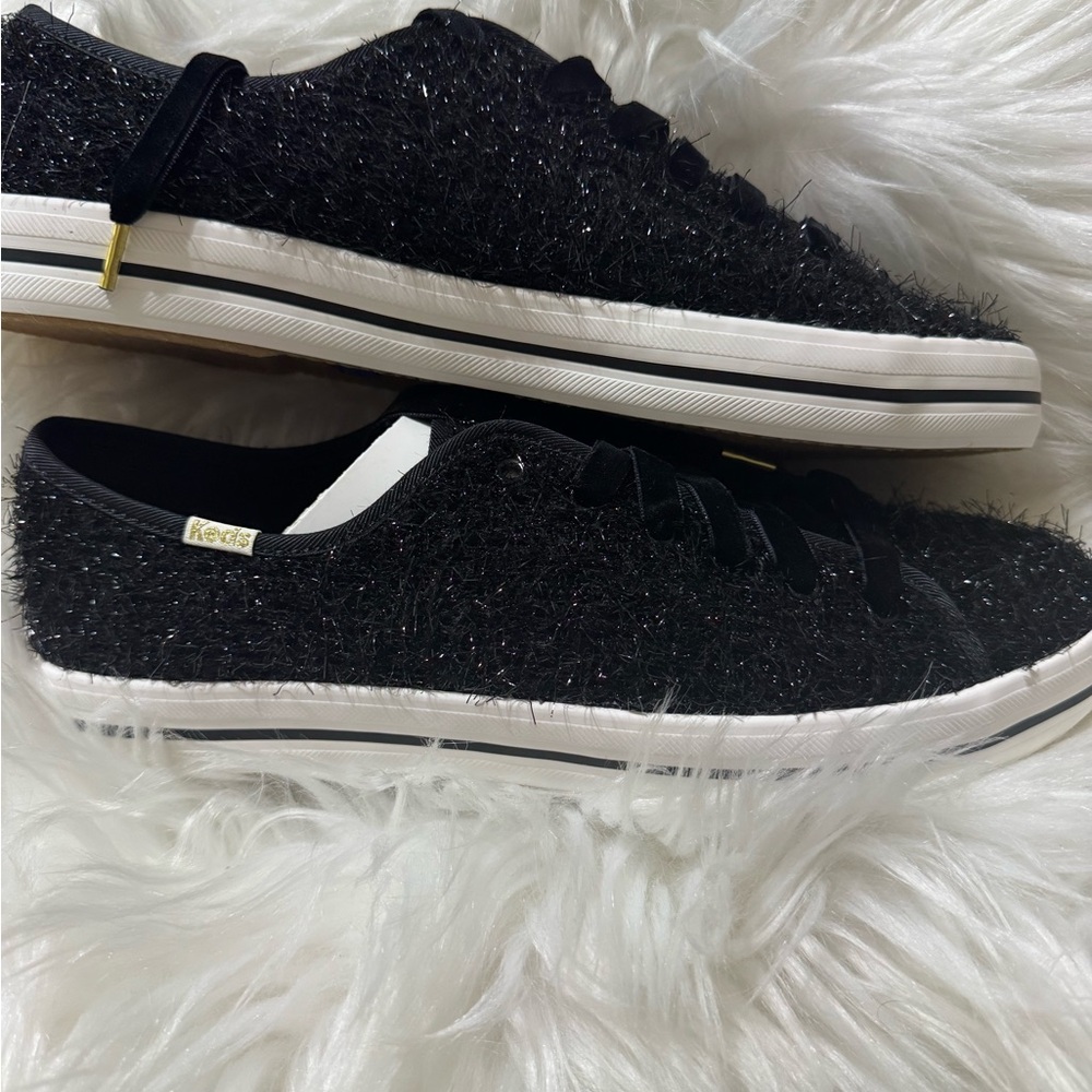 NWT Kate Spade Keds Black Kickstart sparkle tinsel Sneakers size 9 - Picture 9 of 15